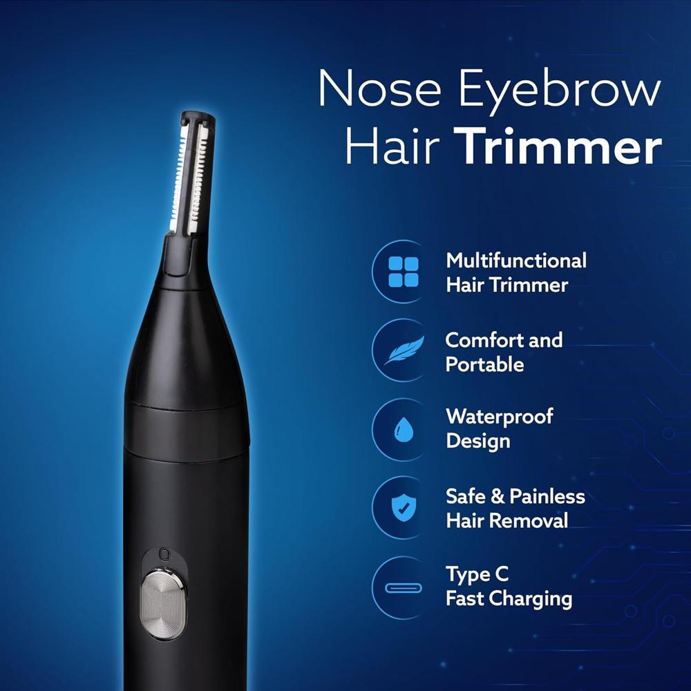 AGARO Nose & Ear Hair Trimmer, Eyebrow Trimming, Rechargeable, Stainless Steel Blade, Face Grooming, Men & Women, NT1727 34183