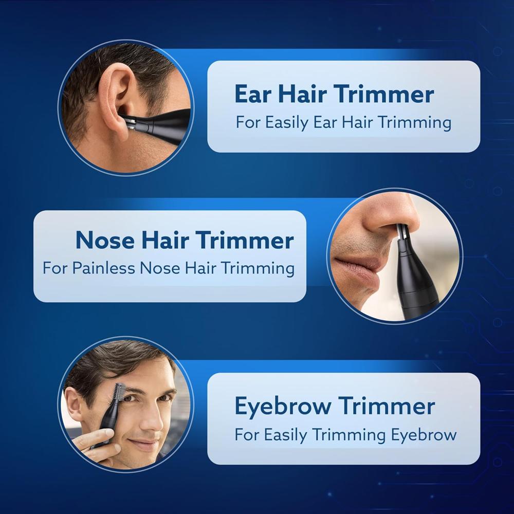AGARO Nose & Ear Hair Trimmer, Eyebrow Trimming, Rechargeable, Stainless Steel Blade, Face Grooming, Men & Women, NT1727 34183