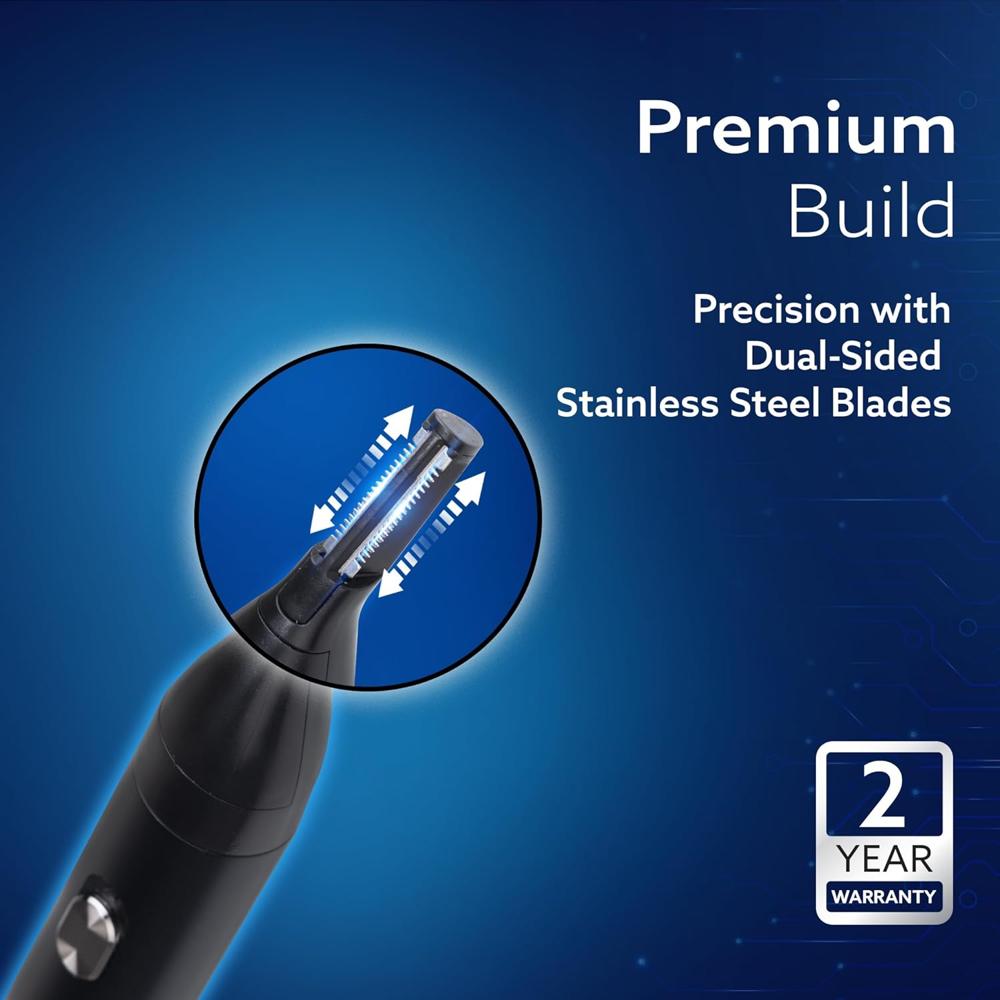 AGARO Nose & Ear Hair Trimmer, Eyebrow Trimming, Rechargeable, Stainless Steel Blade, Face Grooming, Men & Women, NT1727 34183