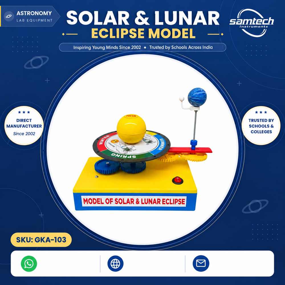 Solar & Lunar Eclipse Model - High Quality Plastic & Metal, 35x20x15 cm, Multi-Color, Manual Rotation, Tabletop Display