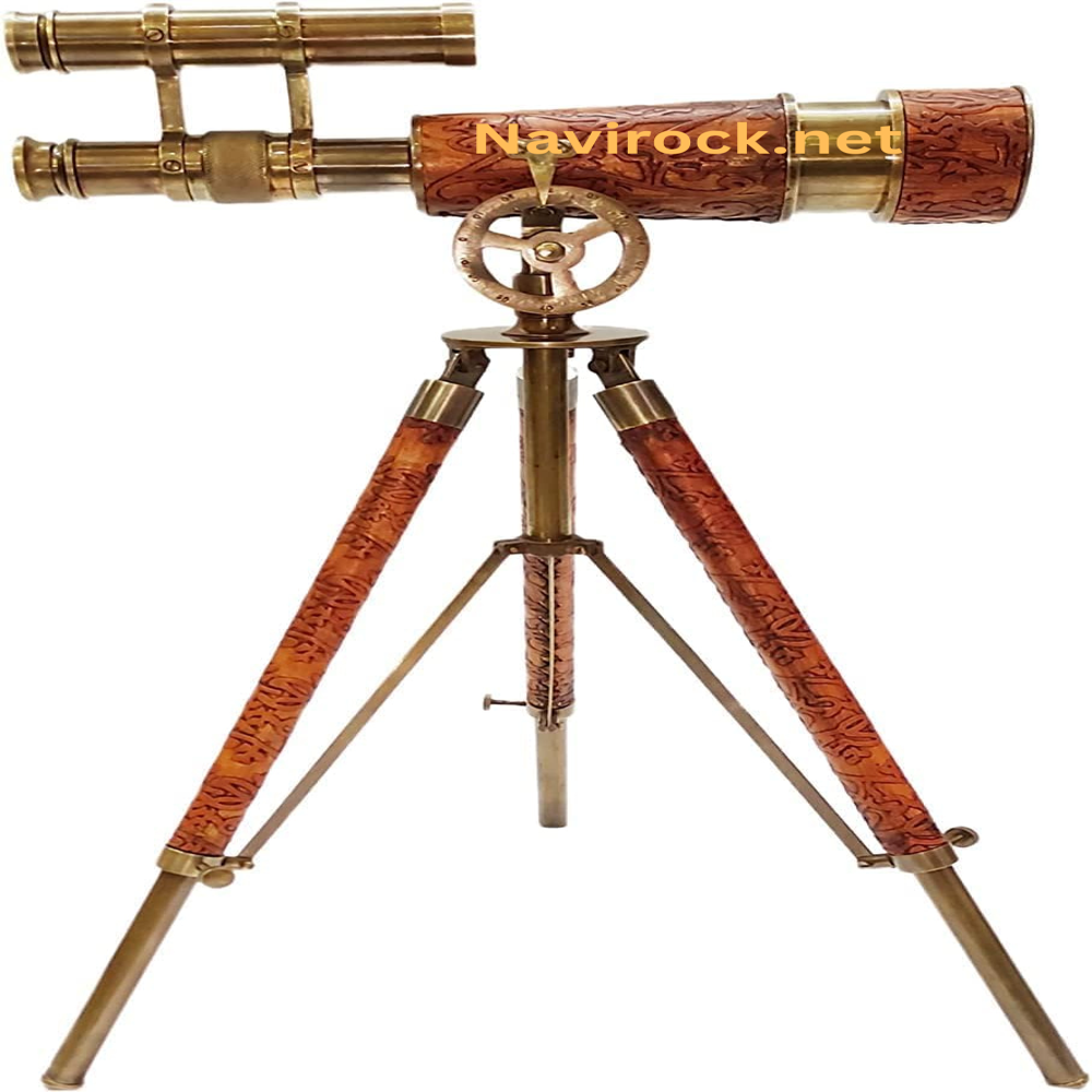 Nautical Vintage Brass Telescope with Leather Wrap Functional Marine Instrument Classic Table Decor Gift