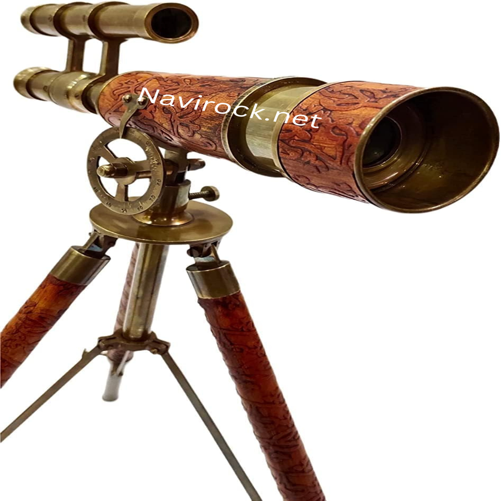 Nautical Vintage Brass Telescope with Leather Wrap Functional Marine Instrument Classic Table Decor Gift
