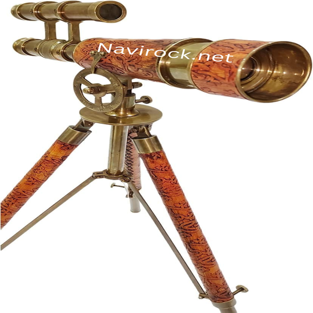 Nautical Vintage Brass Telescope with Leather Wrap Functional Marine Instrument Classic Table Decor Gift