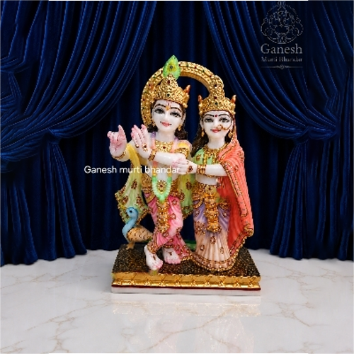 Marble Radha Krishna Statue - Height: 18 Inch