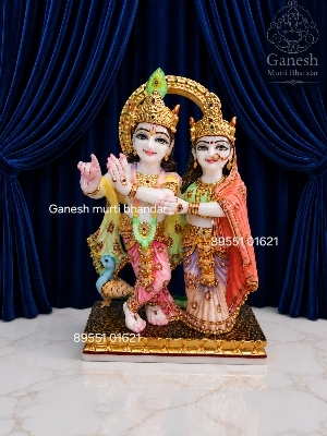 Marble Radha Krishna Statue - Height: 18 Inch
