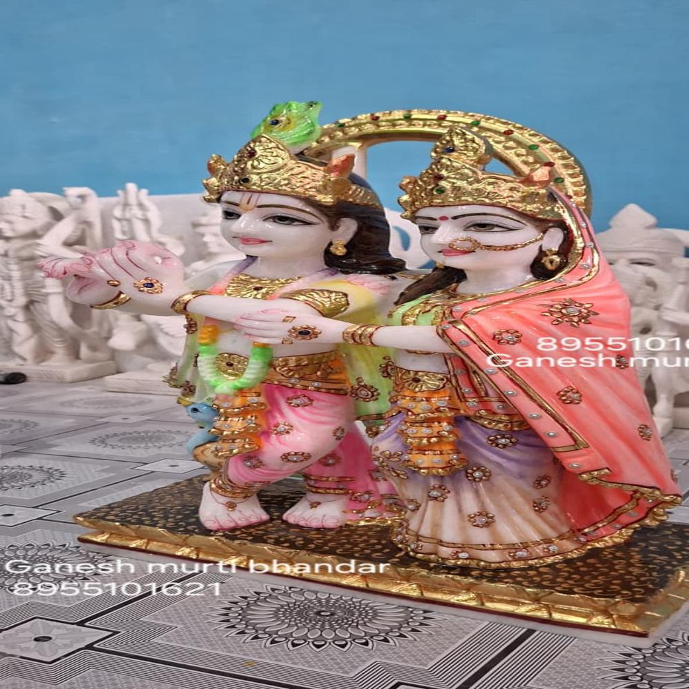 30 Inch Marble Radha Krishna Statue