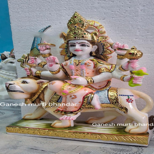 Marble Durga Mata Statue - Height: 1.5 Feet