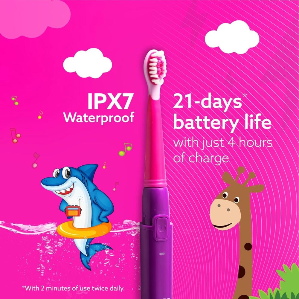 AGARO Rex Sonic Kids Tooth Brush Purple  Rechargeable  33521