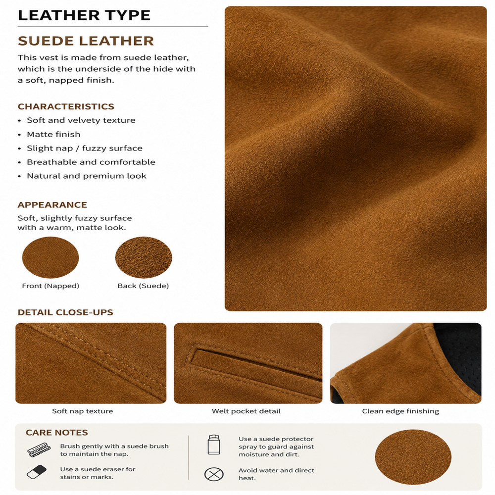 Mens Classic Leather Vest Jacket
