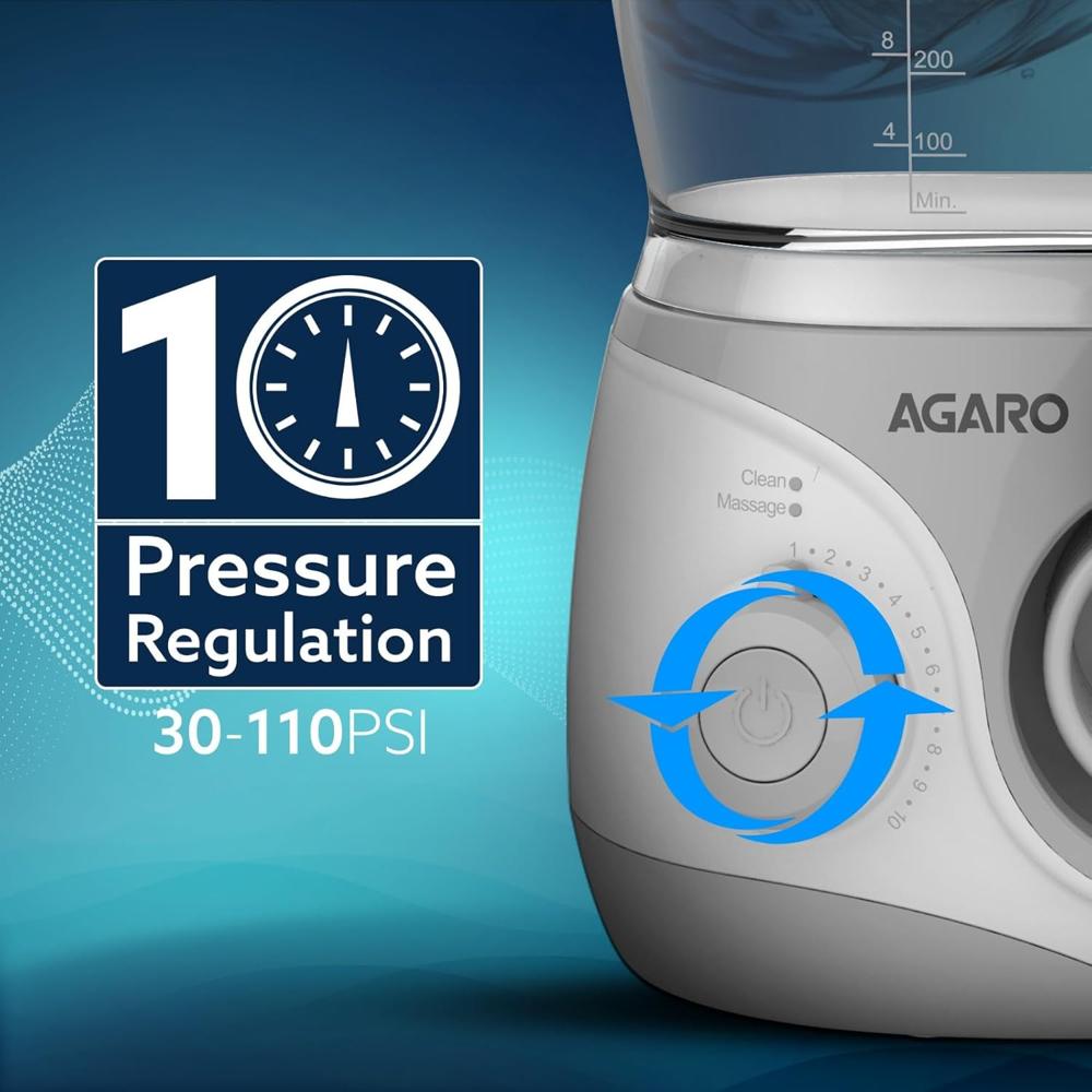 AGARO Tabletop Oral Irrigator with 2 Cleaning Modes & 10 Pressure Settings, 600ml Watertank, Oral Flosser
