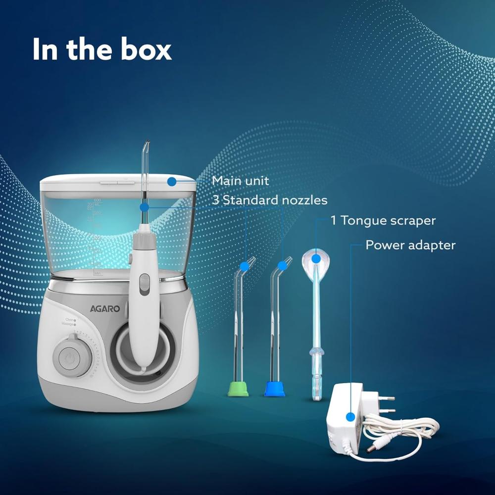 AGARO Tabletop Oral Irrigator with 2 Cleaning Modes & 10 Pressure Settings, 600ml Watertank, Oral Flosser