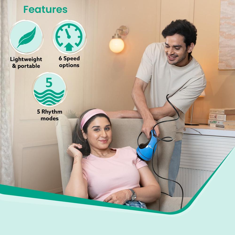 AGARO REGAL Electric Handheld Full Body Massager with 8 Massage Heads and Variable Speed Settings for Pain Relief and Relaxation, Back, Leg & Foot 33323