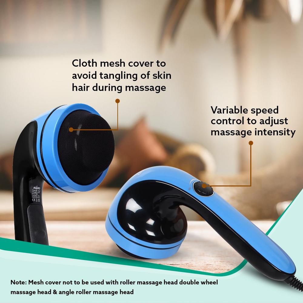 AGARO REGAL Electric Handheld Full Body Massager with 8 Massage Heads and Variable Speed Settings for Pain Relief and Relaxation, Back, Leg & Foot 33323