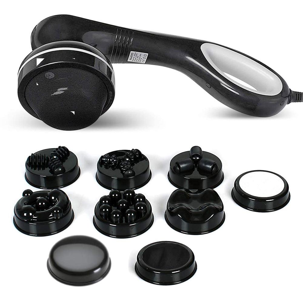 AGARO Relaxo Electric Handheld Full Body Massager with 8 Massage Heads, 5 Mode & 6 Speed Settings for Muscle Relief & Relaxation (Black), Back, Leg & Foot 33324