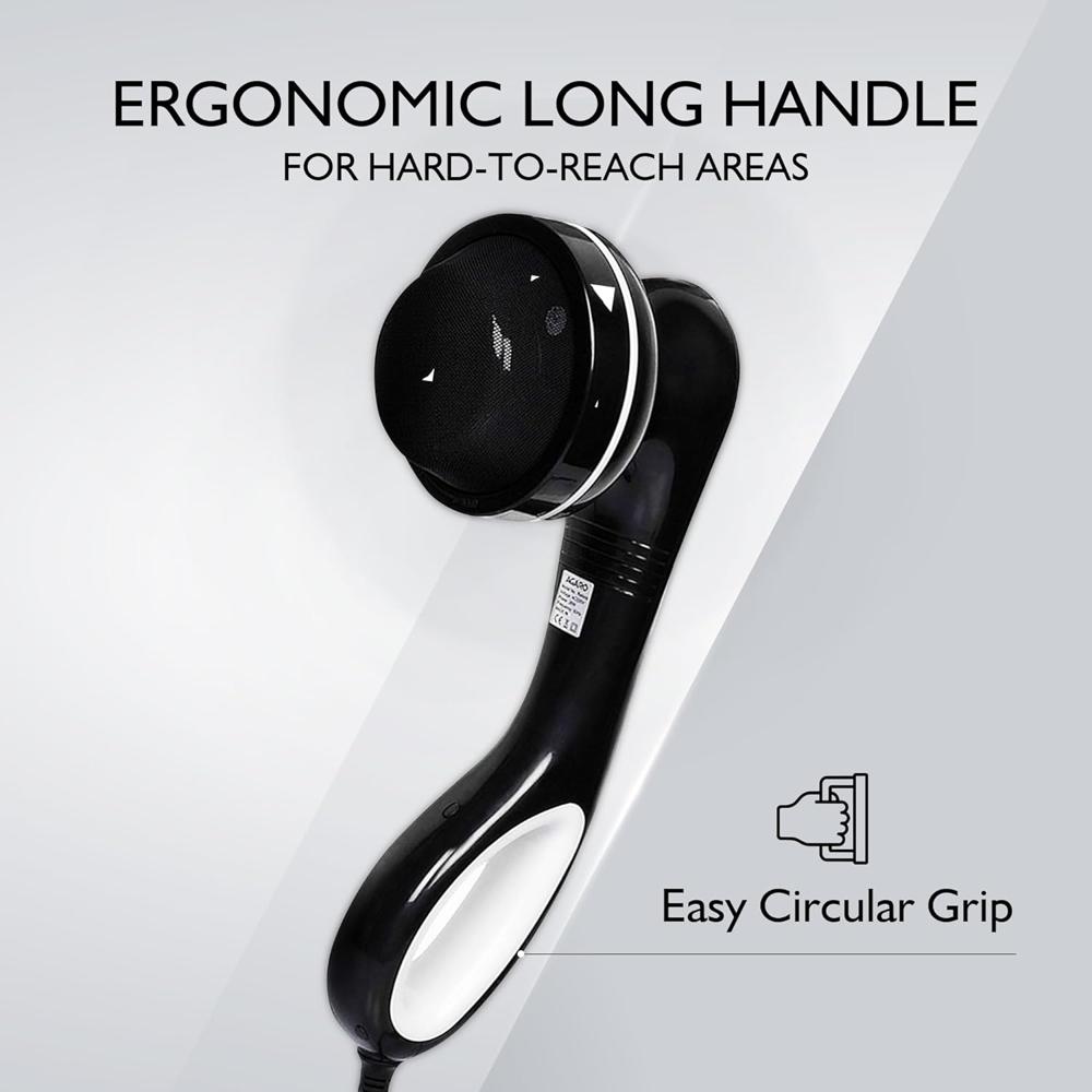 AGARO Relaxo Electric Handheld Full Body Massager with 8 Massage Heads, 5 Mode & 6 Speed Settings for Muscle Relief & Relaxation (Black), Back, Leg & Foot 33324