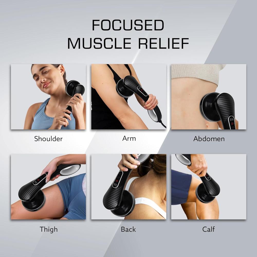 AGARO Relaxo Electric Handheld Full Body Massager with 8 Massage Heads, 5 Mode & 6 Speed Settings for Muscle Relief & Relaxation (Black), Back, Leg & Foot 33324