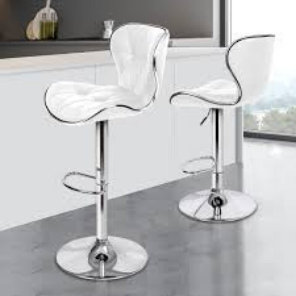 White Leather Bar Stool - High-quality Steel, 29 Inches Tall, Corrosion-resistant, Elegant Modern Design