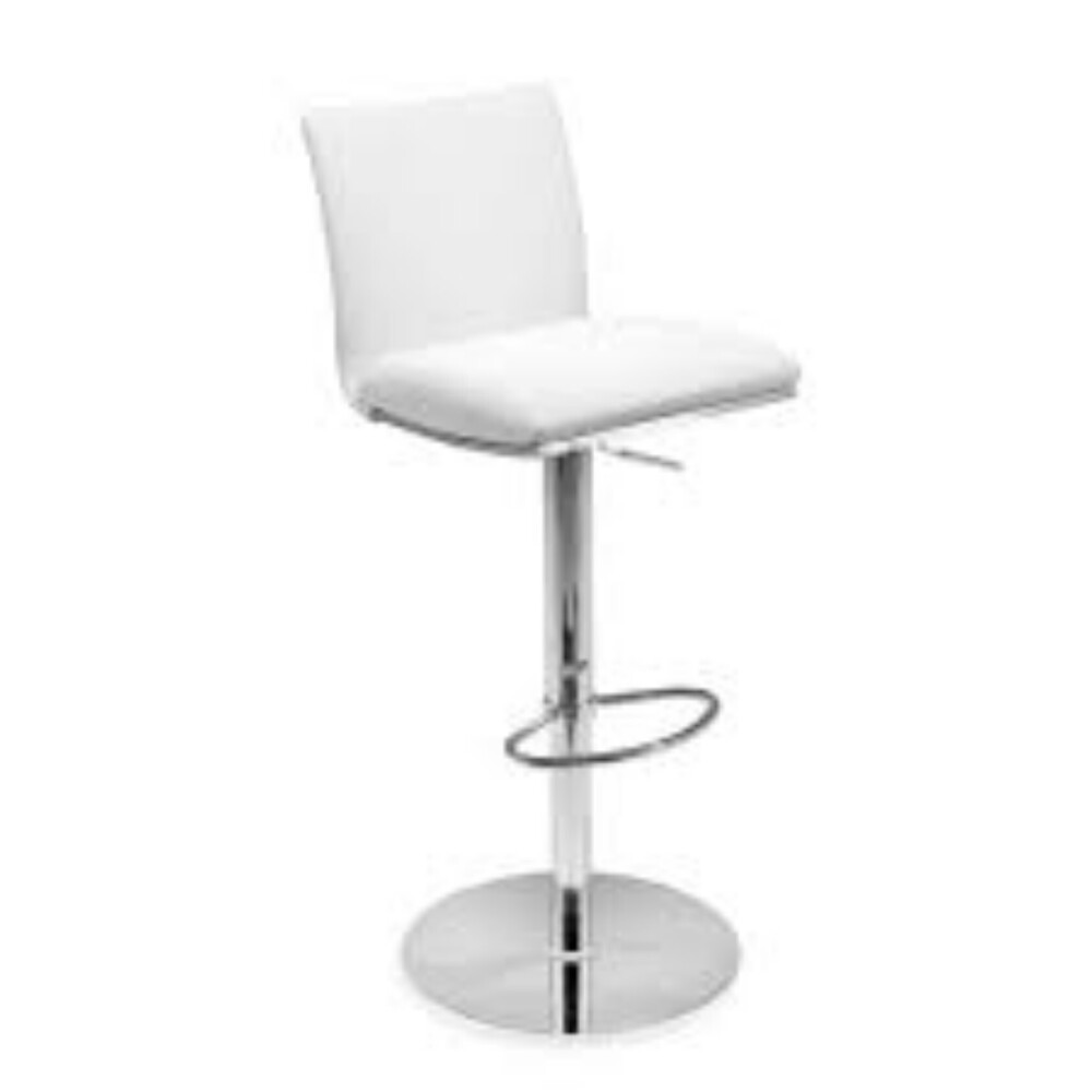 White Leather Bar Stool - High-quality Steel, 29 Inches Tall, Corrosion-resistant, Elegant Modern Design