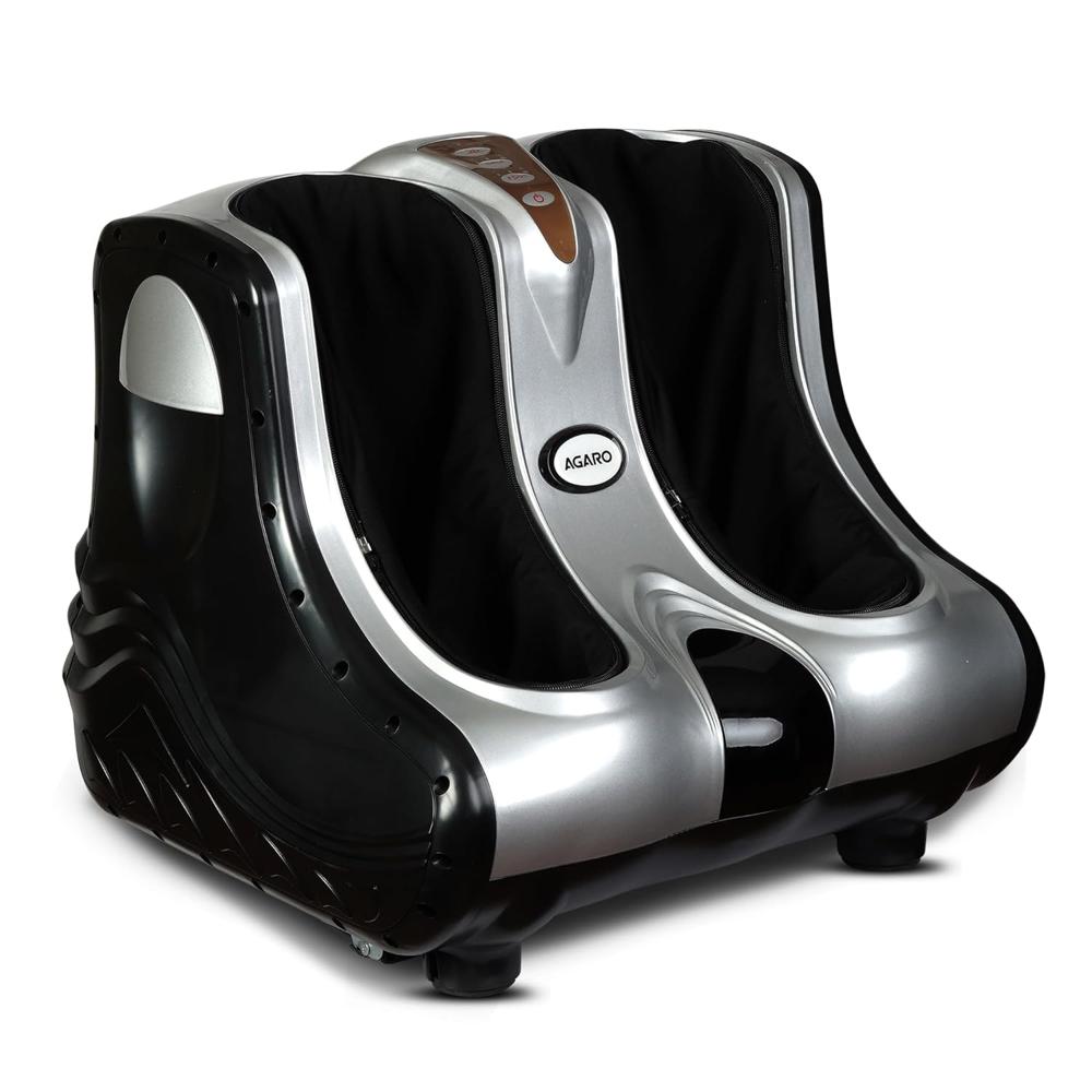 Agaro Amaze Foot & Calf Massager, Rolling & Kneading Massage, Vibration, Lukewarm Heat, Calf/Foot Massage Each With 3 Intensity Levels, Everyday Relief, Muscle Relaxation & Increases Blood Circulation 33320 - Color: Silver