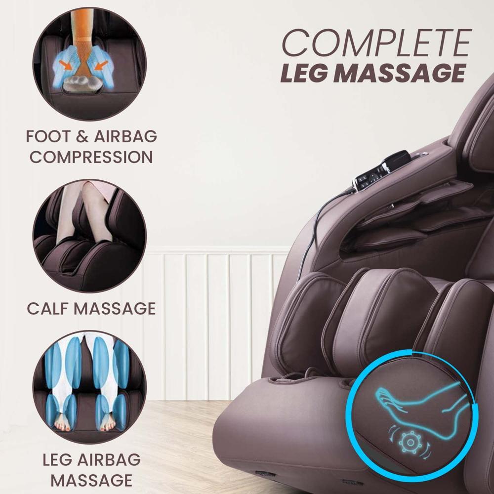 AGARO Full Body Massage Chair Zero Gravity, Bluetooth Speaker, AI Voice Control, Handrail Shortcut Key, Rolling, Kneading, Tapping, Air Compression Massage, Luke Warm Heat, Brown  33441