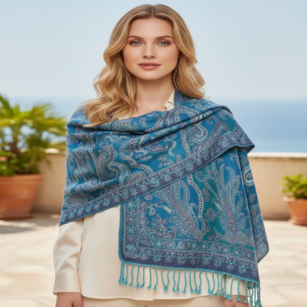 Pure wool jamawar square shawl