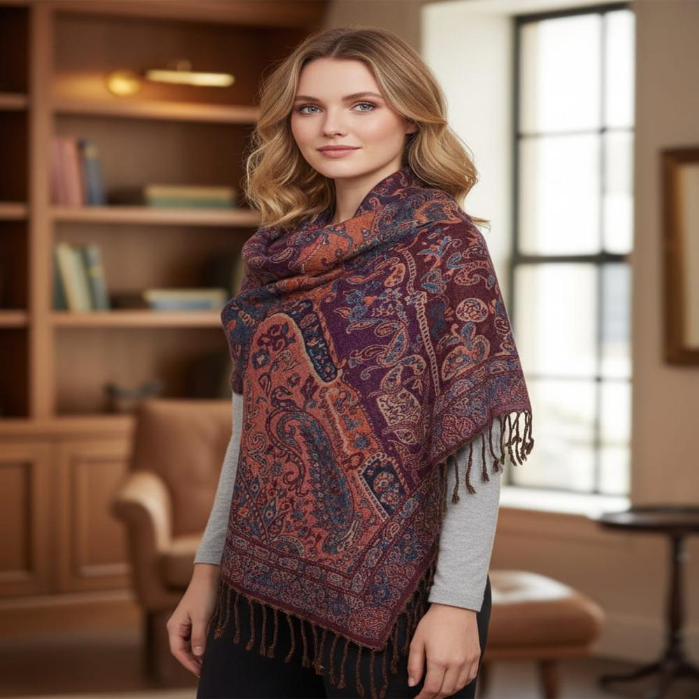 Pure wool jamawar square shawl