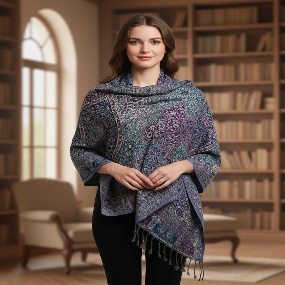 Pure wool jamawar square shawl
