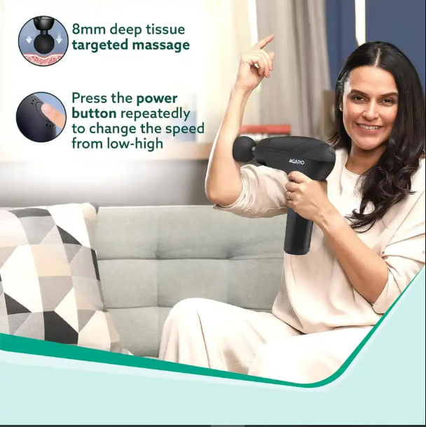 Agaro Icon Gun Massager, 4 Heads, 6 Speed,Percussion Muscle Massager For Full Body Pain Relief