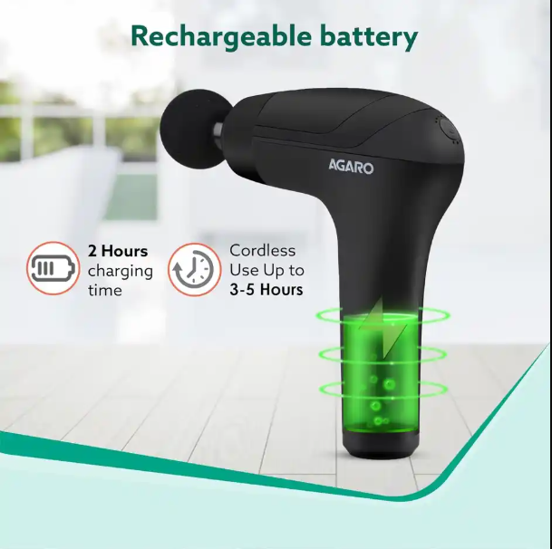 Agaro Icon Gun Massager, 4 Heads, 6 Speed,Percussion Muscle Massager For Full Body Pain Relief