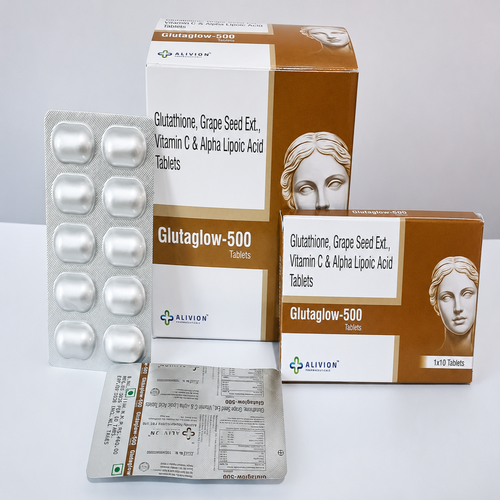 Glutaglow - 500 (Glutathione + Grape Seed Extract  + Vitamin C + Alpha Lipoic Acid)