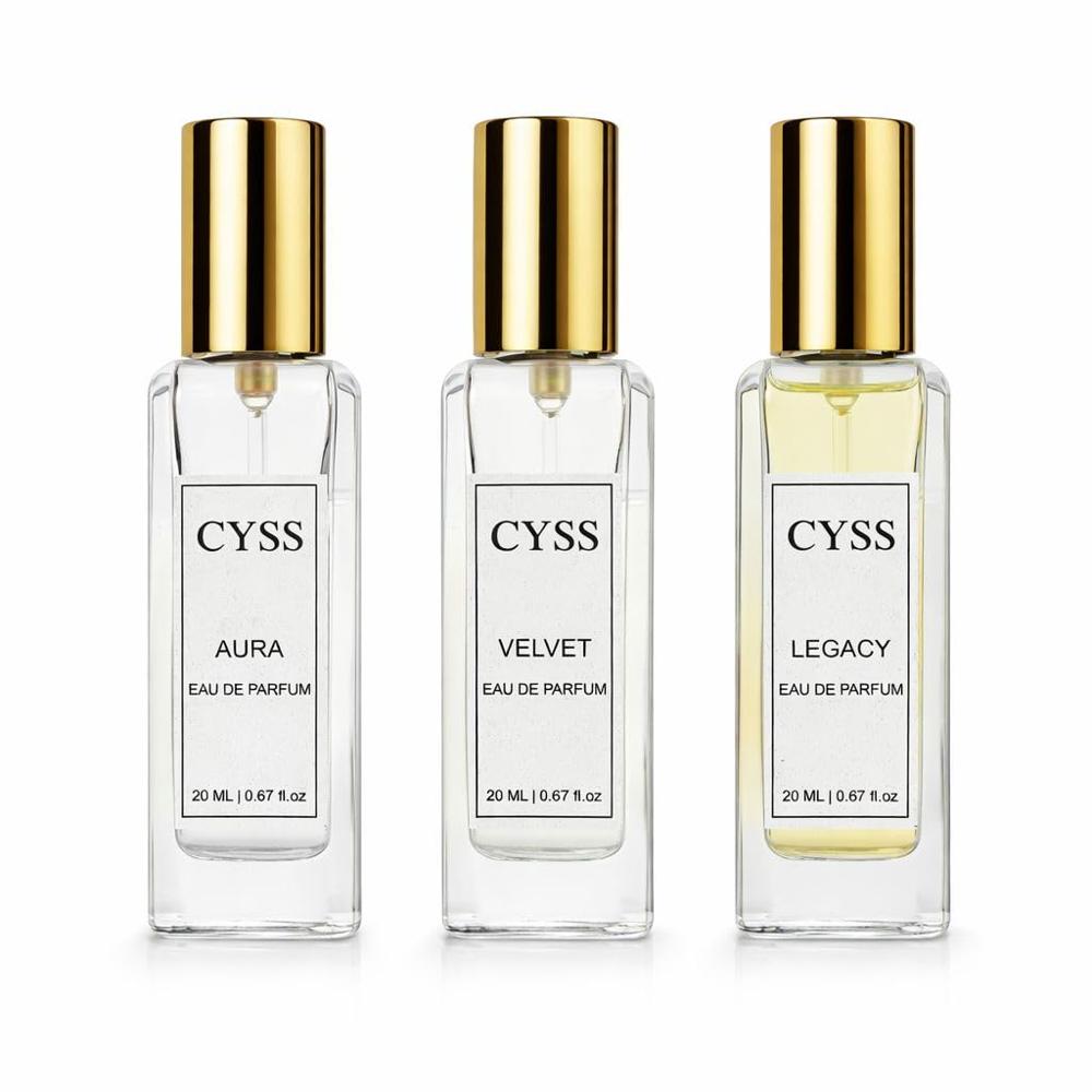 CYSS Aura+Velvet+Legacy Long Lasting PARTY Perfume 20 ML X 3 Pcs
