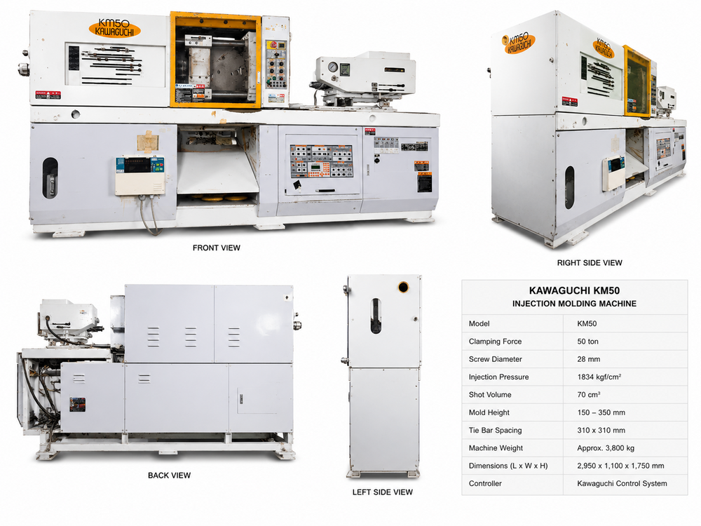 Used Kawaguchi KM-50 Ton Injection Moulding Machine