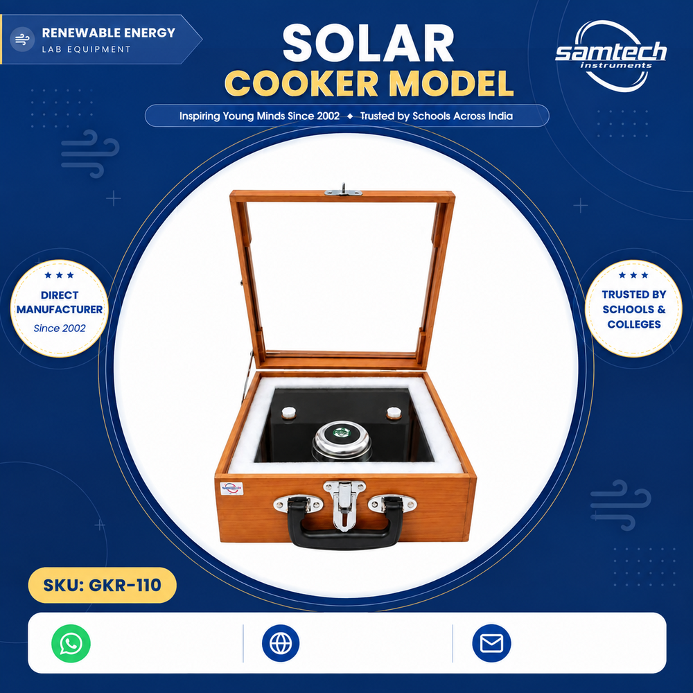 Solar Cooker Model - Cardboard, 30x30x15 cm, Silver Blue | Thermal Insulated Chamber, Aluminum Foil Reflectors, Transparent Lid