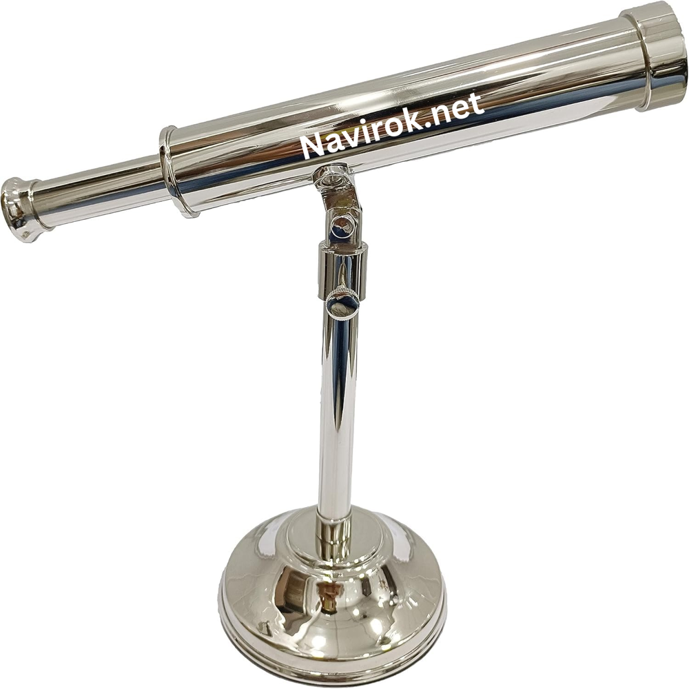 Vintage Style Nautical Single Barrel Brass Telescope Nickel Plated Finish Classic Navy Harbor Spyglass, Unique Maritime Gift & Decorative Collectible