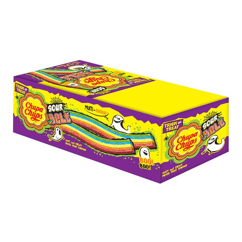 Chupa Chups Sour Belt, Mixed Fruit Flavour, Soft & Chewy