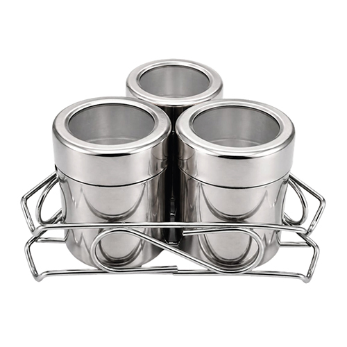 R203 3 Triangle Rack - Stainless Steel, 14x14x8.5 Cm, Chrome | Wall-mounted, Rust-resistant, Drainage Slots