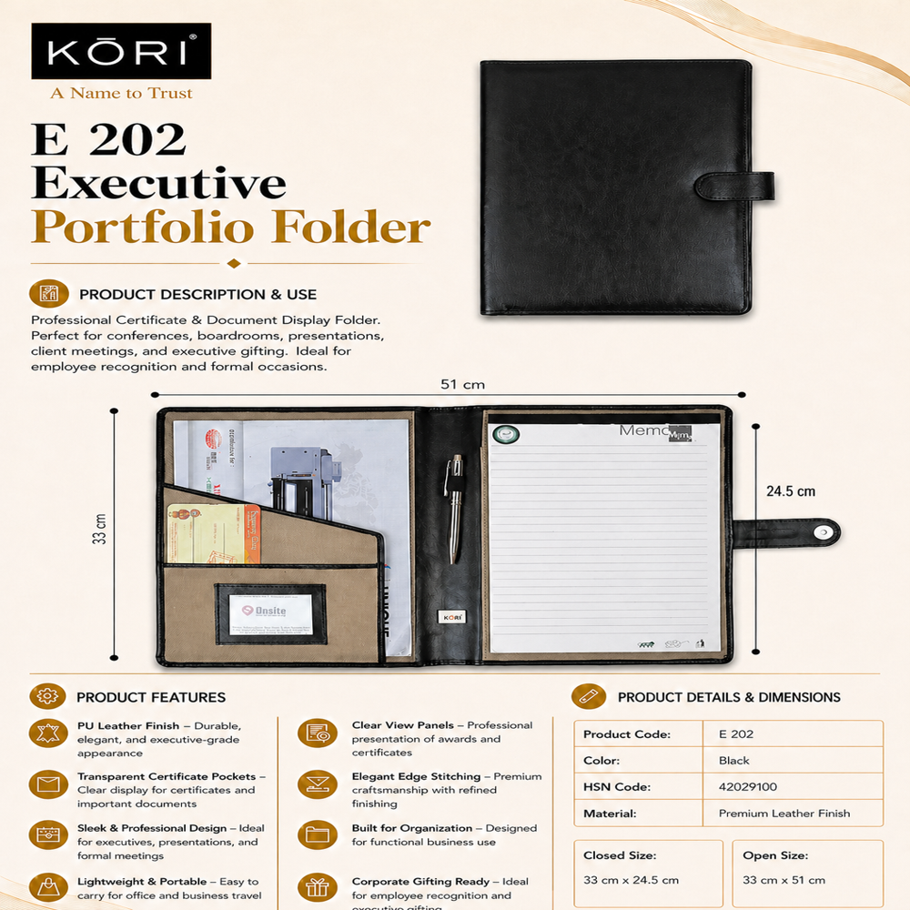 KORI Executive Leather Portfolio Folder(E 202)