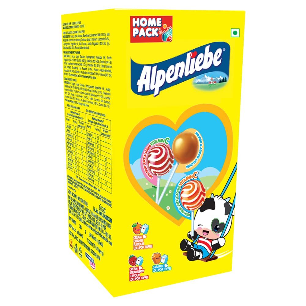Alpenliebe Pop Assorted Lollipop (Orange, Strawberry & Caramel Flavour)