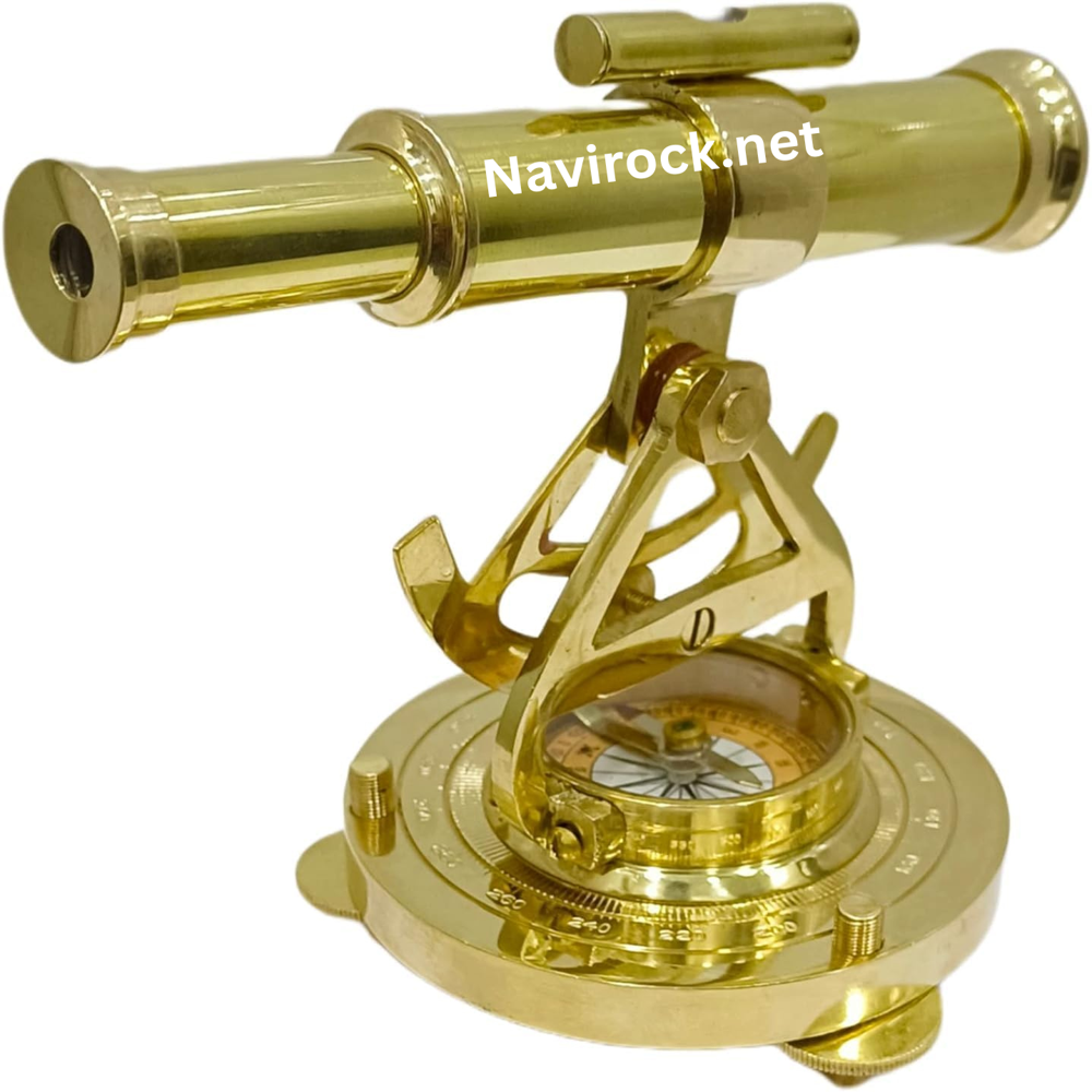 Vintage Nautical Brass Compass Telescope Shiny Finish Survey Instrument Table Decor for Home & Office