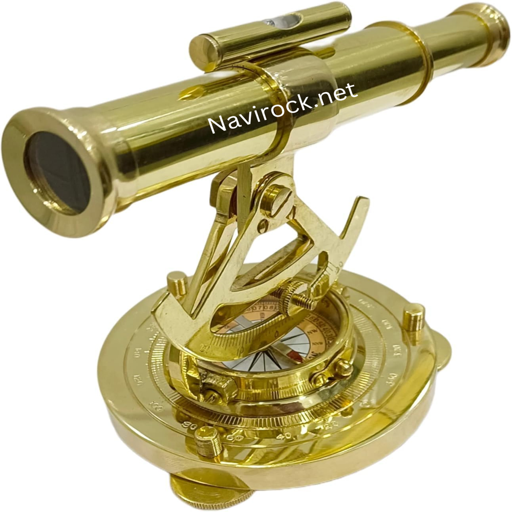 Vintage Nautical Brass Compass Telescope Shiny Finish Survey Instrument Table Decor for Home & Office