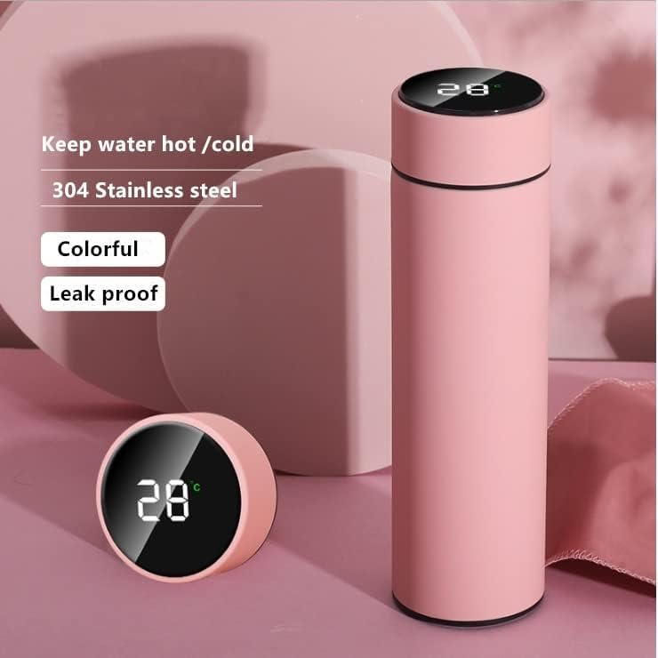Pink 500ml Smart LED Temperature Display Water Bottle, Double Wall Vacuum Insulated Flask,