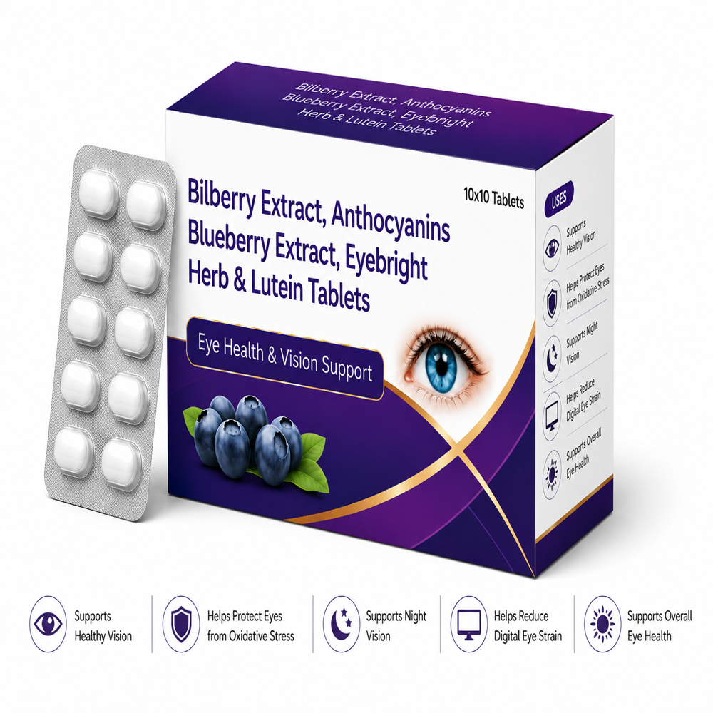 Bilberry Extract, Anthocyanidins Blueberry Extract, Eyebright Herb and Lutein Tablets
