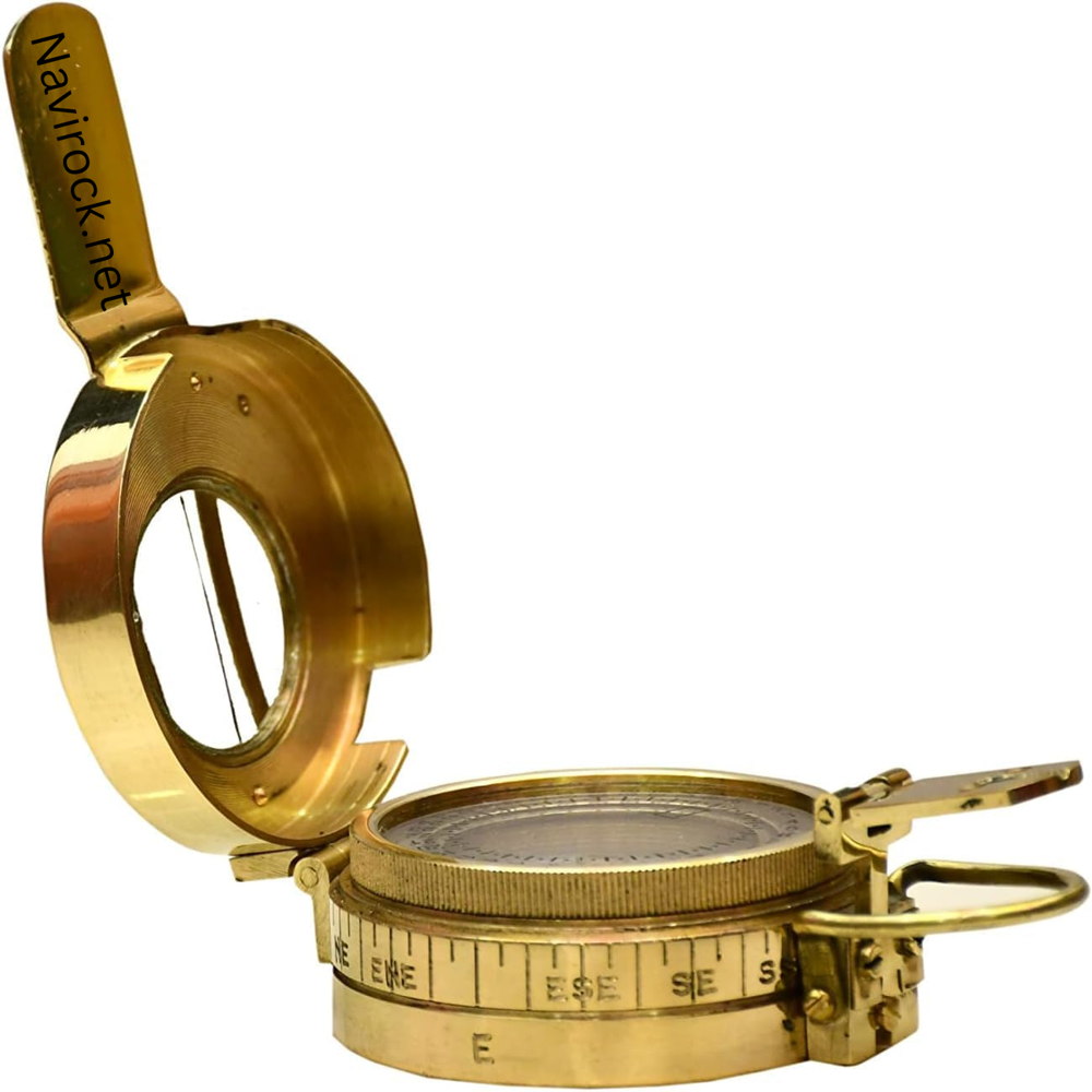 Antique Finish Shiny Brass Pocket Compass Classic Military Navigational Tool
