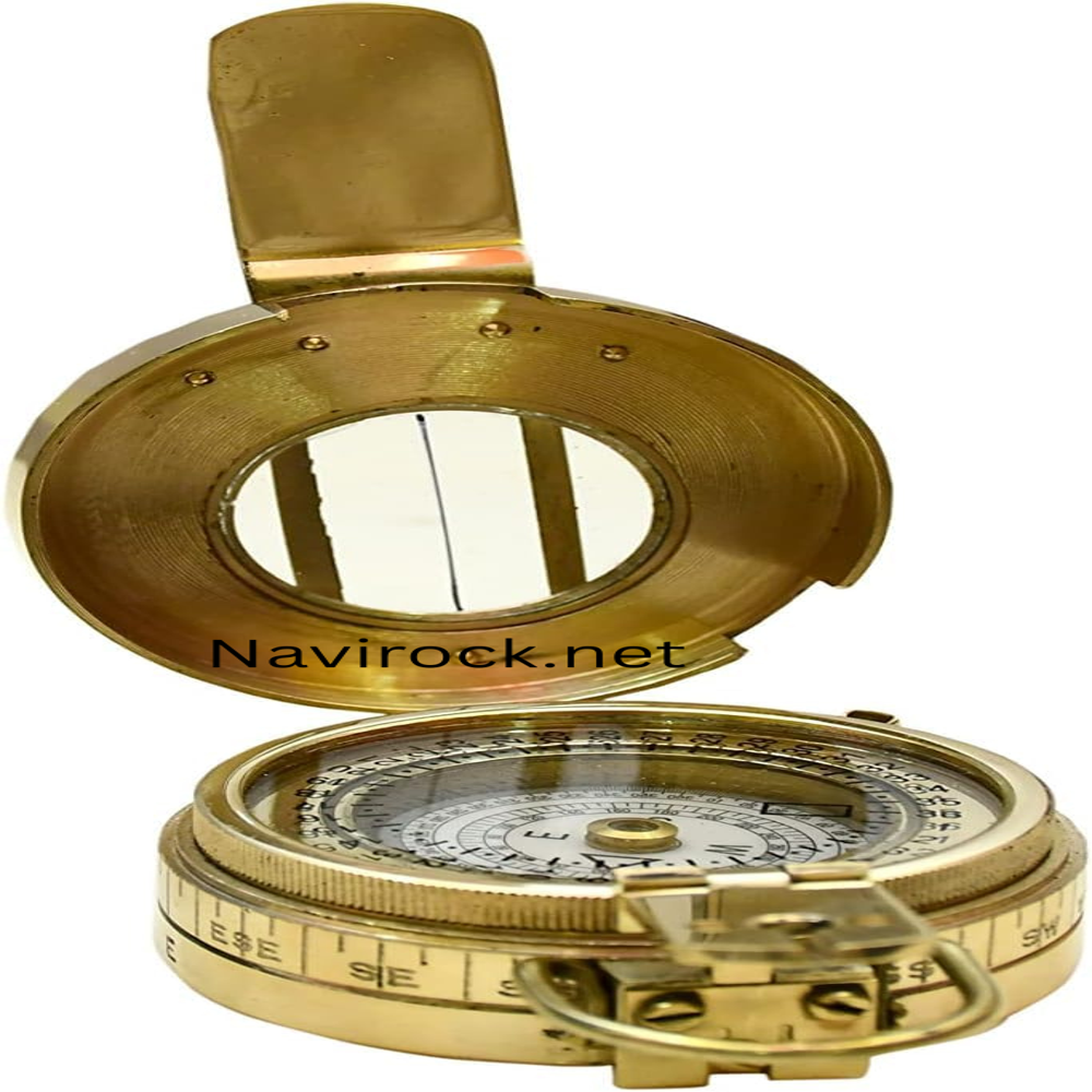 Antique Finish Shiny Brass Pocket Compass Classic Military Navigational Tool