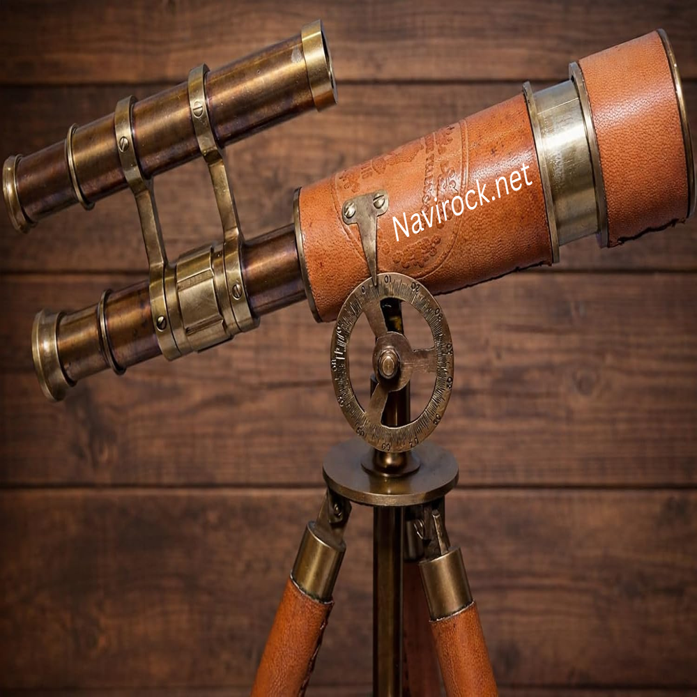 Antique Brass Finish Nautical Telescope with Leather Wrap & Tripod