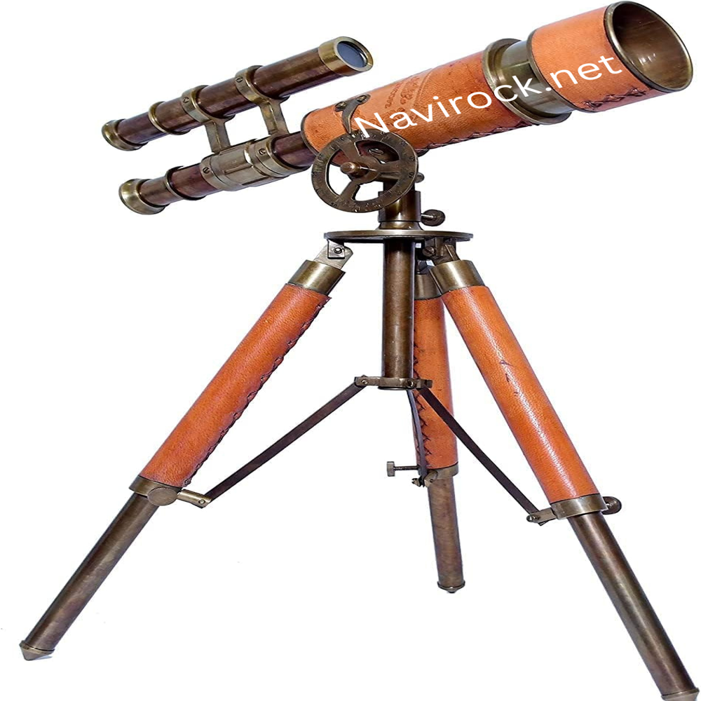 Antique Brass Finish Nautical Telescope with Leather Wrap & Tripod