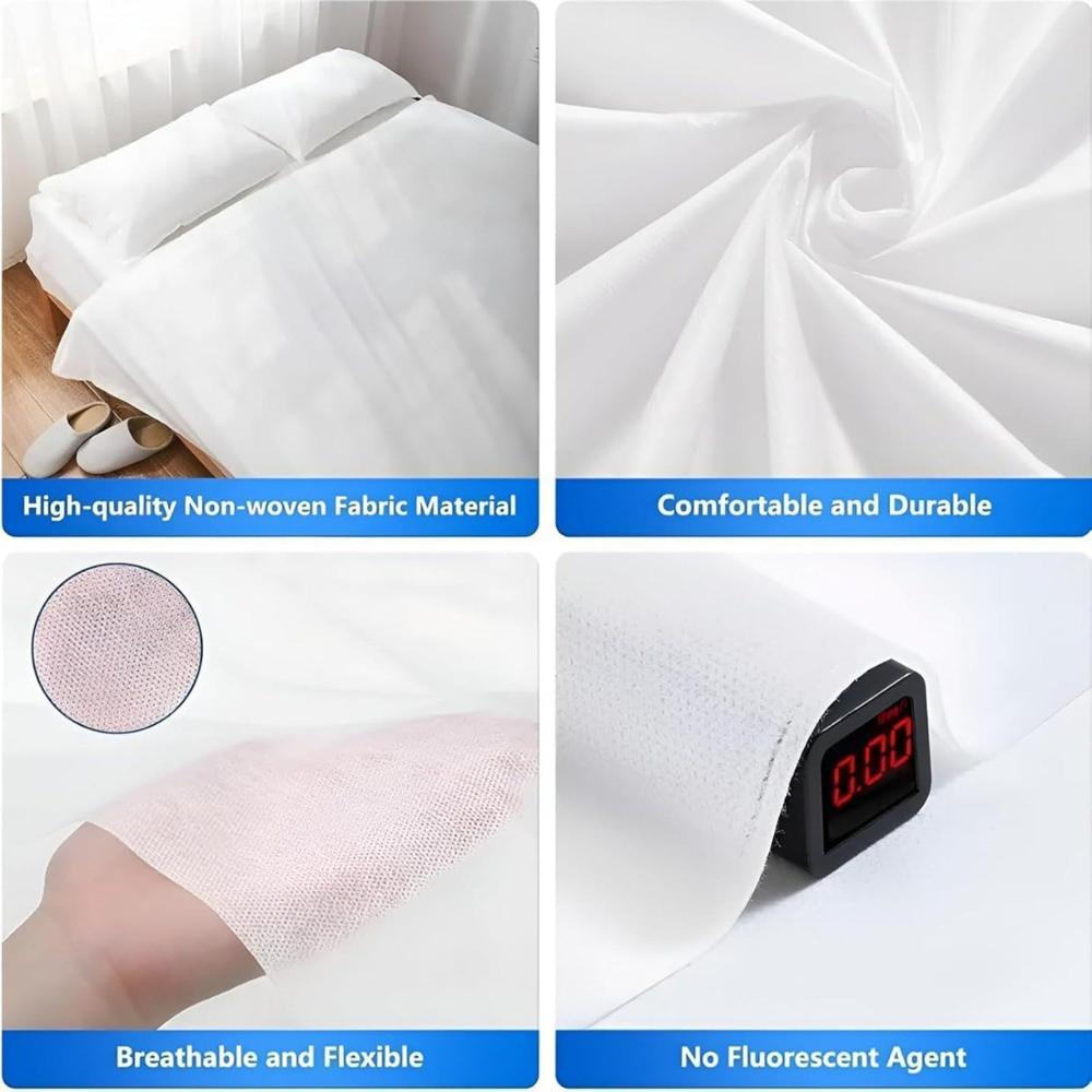 Disposable Bed Sheet & Pillow Cover Set Hygienic Non-Woven Travel Bedding Kit