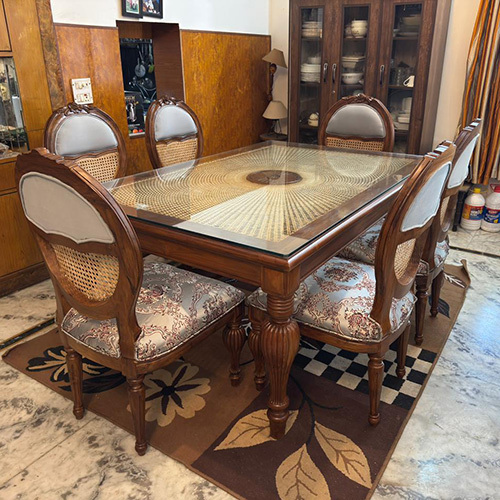 Natural Teak Finish Dining Set