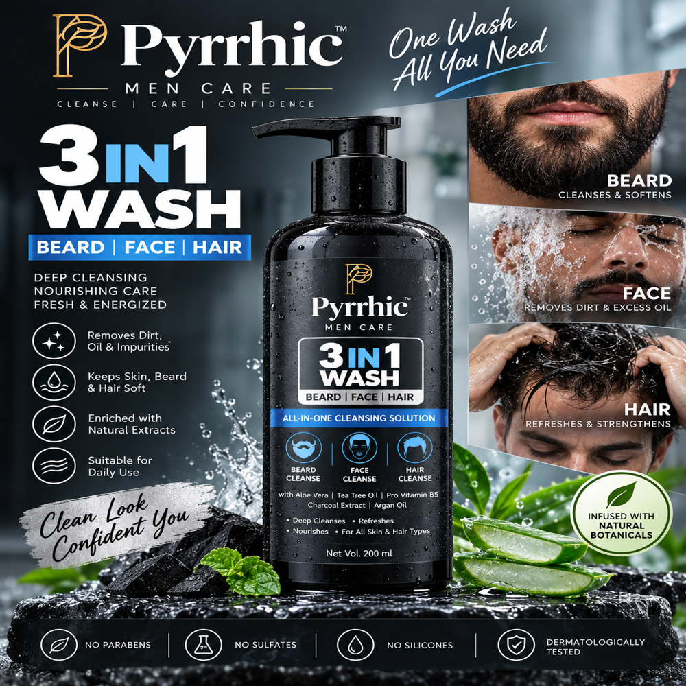 3 In 1 Beard Face-Hair Wash - Age Group: Adults