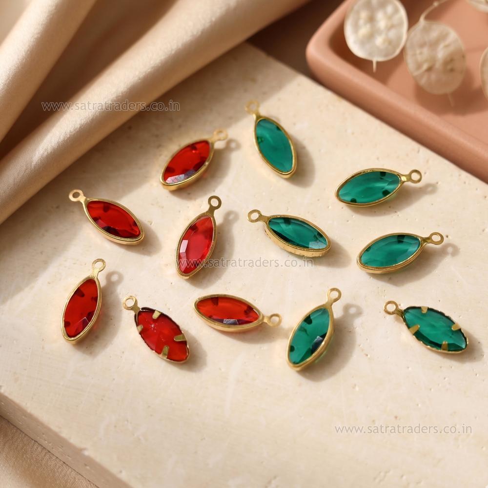 Marquise Shape Glass Beads with Brass Loop | Size : 5mm | Qty : 100pcs | GB80